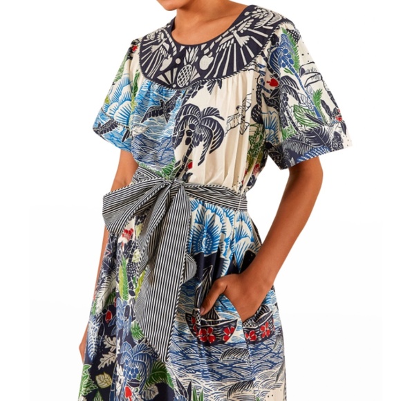NWT $295 Farm Rio Graphic Rio Belted Cotton Maxi Dress in size Small! - Picture 3 of 9